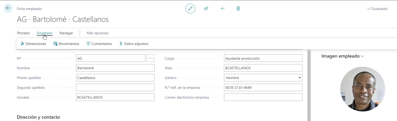 recursos humanos con business central